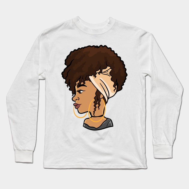 Cute and Fabulous Black Woman Chilling Long Sleeve T-Shirt by NaturallyBlack